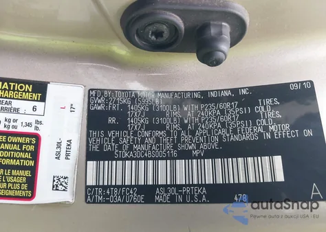 2011 Toyota Sienna Le z USA, uszkodzony, nr VIN 5TDKA3DC4BS005116